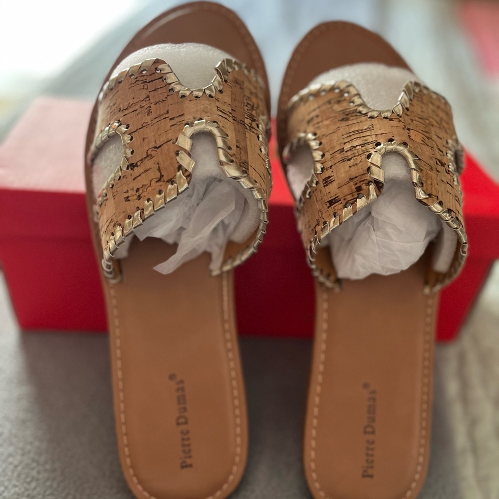 Brand New Pierre Dumas Women's Cork Slide Sandals - Brown